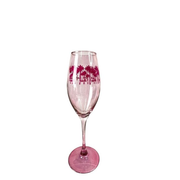 Rio Las Vegas Pink Palm Tree Champagne Glass EUC Fun Casino Collectible - Picture 6 of 8